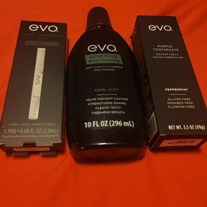 Evo Sensitive Whitening Mouthwash and Purple Toothpaste Set - Black and White